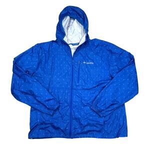 Columbia Flash Forward Windbreaker Jacket Mens XL Blue Full Zip Hooded Hike Rain